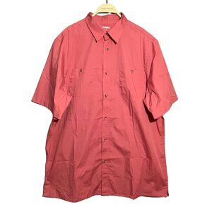 King Size Button Shirt Men XL Tall XLT Orange Red Workwear Pockets Office Summer